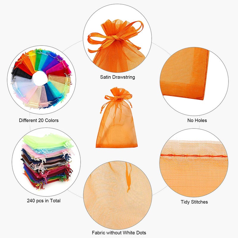 SumDirect 240pcs 4x6 Inch Organza Bags, 20 Colors Sheer Drawstring Gift Bags,Jewelry Pouches Wedding Party Christmas Favor Gift Bags - Image 3